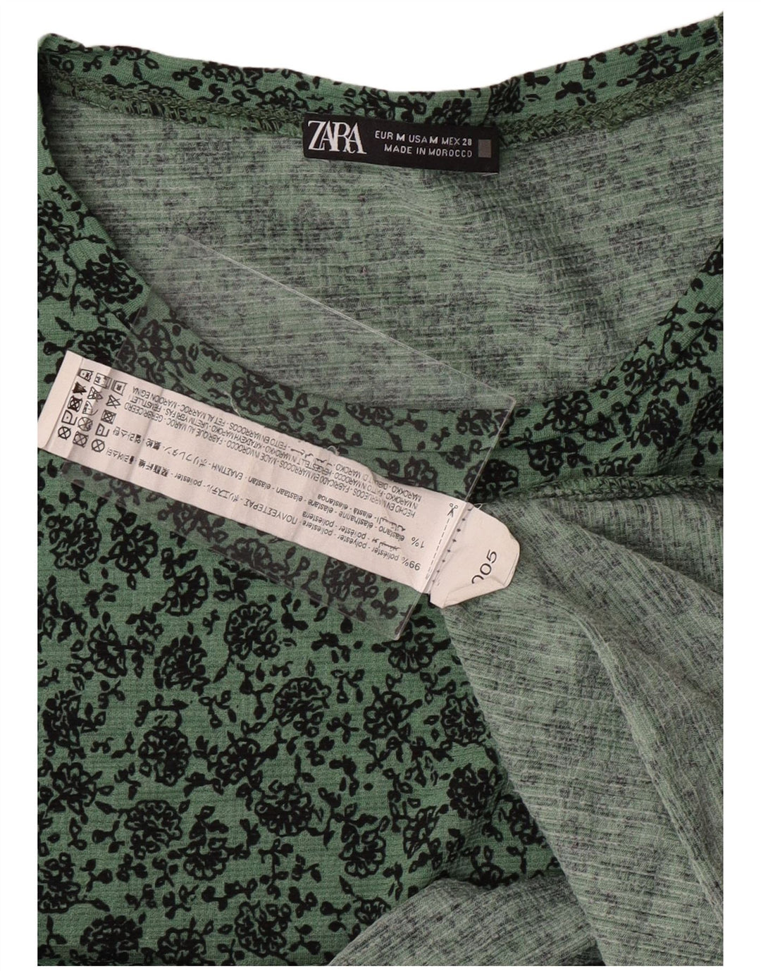 ZARA Womens A-Line Dress UK 14 Medium Green Floral Polyester