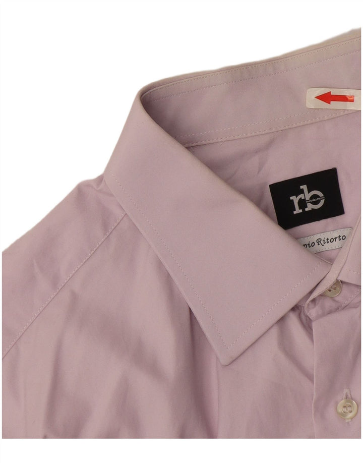 Roccobarocco Mens Shirt Size 42 16 1/2 Large Purple Cotton