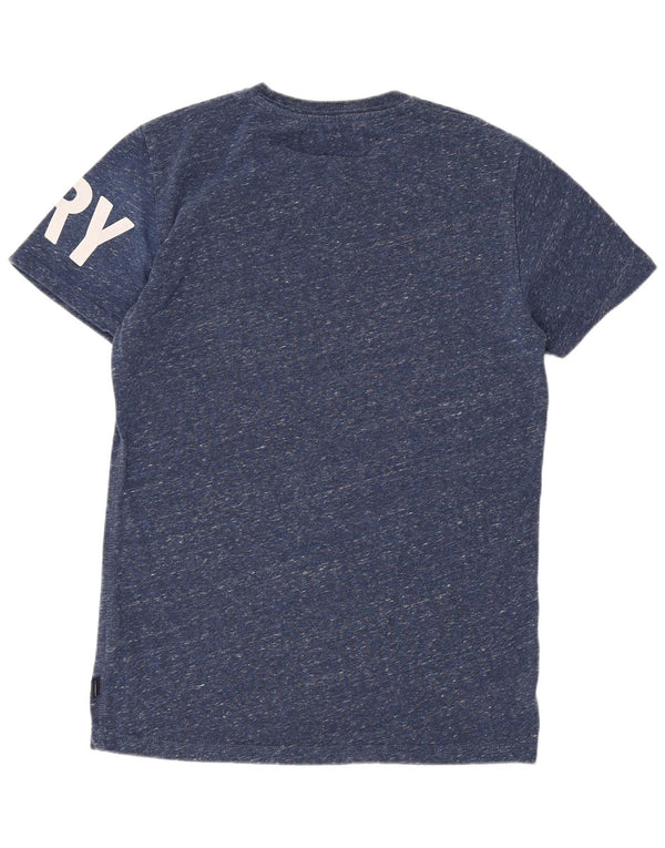 Superdry Mens Graphic T-Shirt Top Small Navy Blue Flecked Polyester