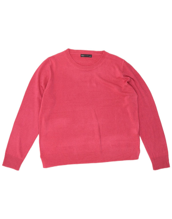 Marks & Spencer Womens Boat Neck Jumper Sweater UK 18 XL Pink Acrylic