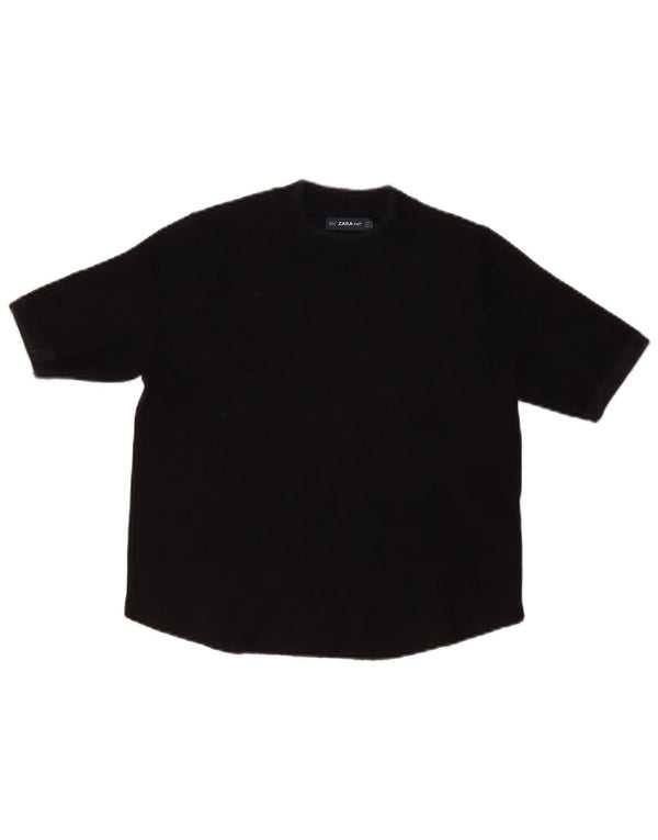 Zara Womens Short Sleeve Turtle Neck Jumper Sweater UK 14 Medium Black