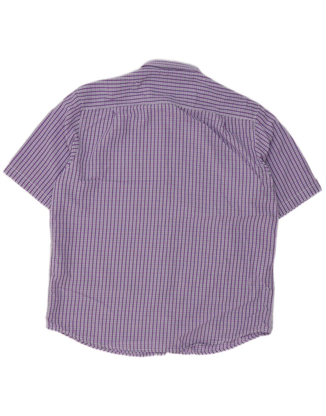 JAMES PRINGLE Mens Short Sleeve Shirt Large Purple Gingham Polyester