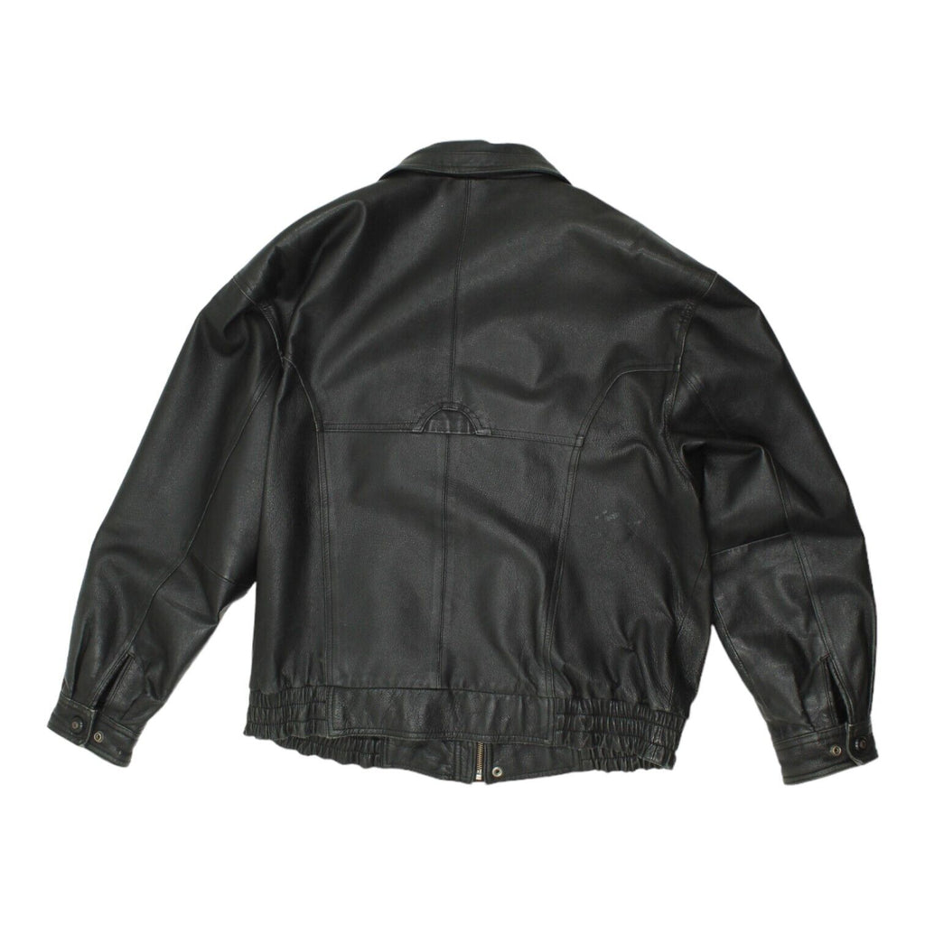 Canada Mens Black Leather Full Zip Motorcycle Jacket | Vintage Biker Gear VTG Vintage Messina Hembry and Second-Hand Messina Hembry from Messina Hembry 