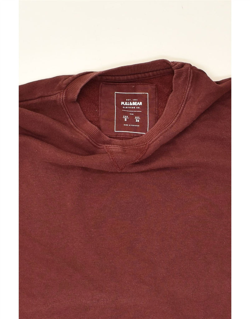 PULL & BEAR Mens Sweatshirt Jumper Small Maroon Cotton | Vintage Pull & Bear | Thrift | Second-Hand Pull & Bear | Used Clothing | Messina Hembry 