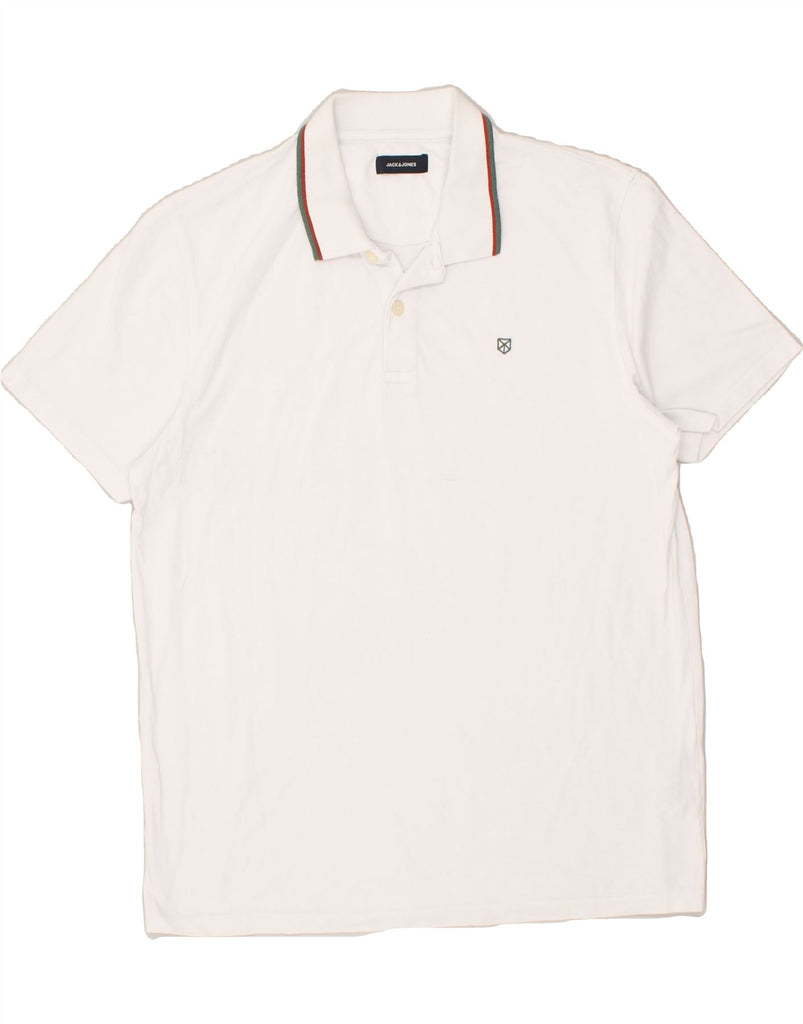 JACK & JONES Mens Slim Polo Shirt 2XL White Cotton | Vintage Jack & Jones | Thrift | Second-Hand Jack & Jones | Used Clothing | Messina Hembry 