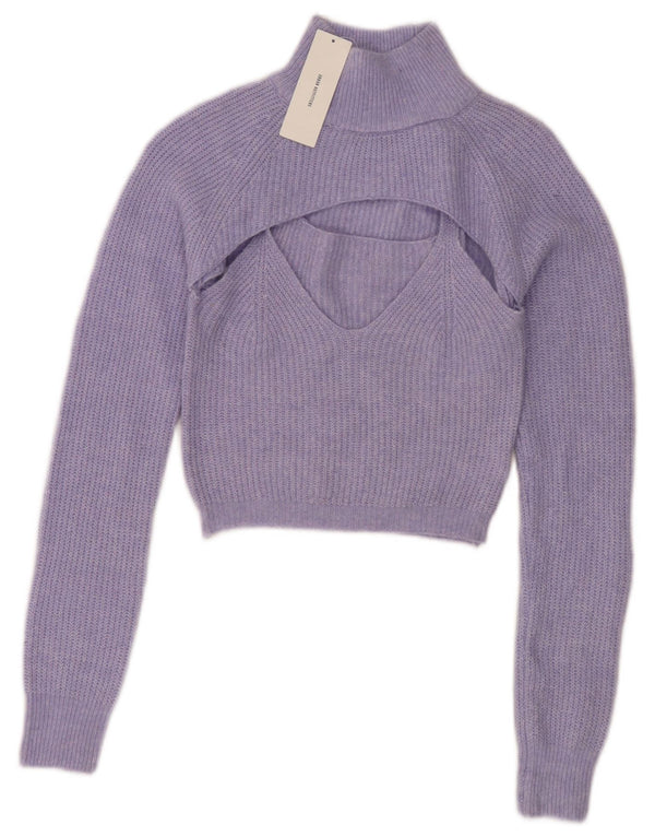 Urban Outfitters Womens Crop Turtle Neck Jumper Sweater UK 12 Medium Blue