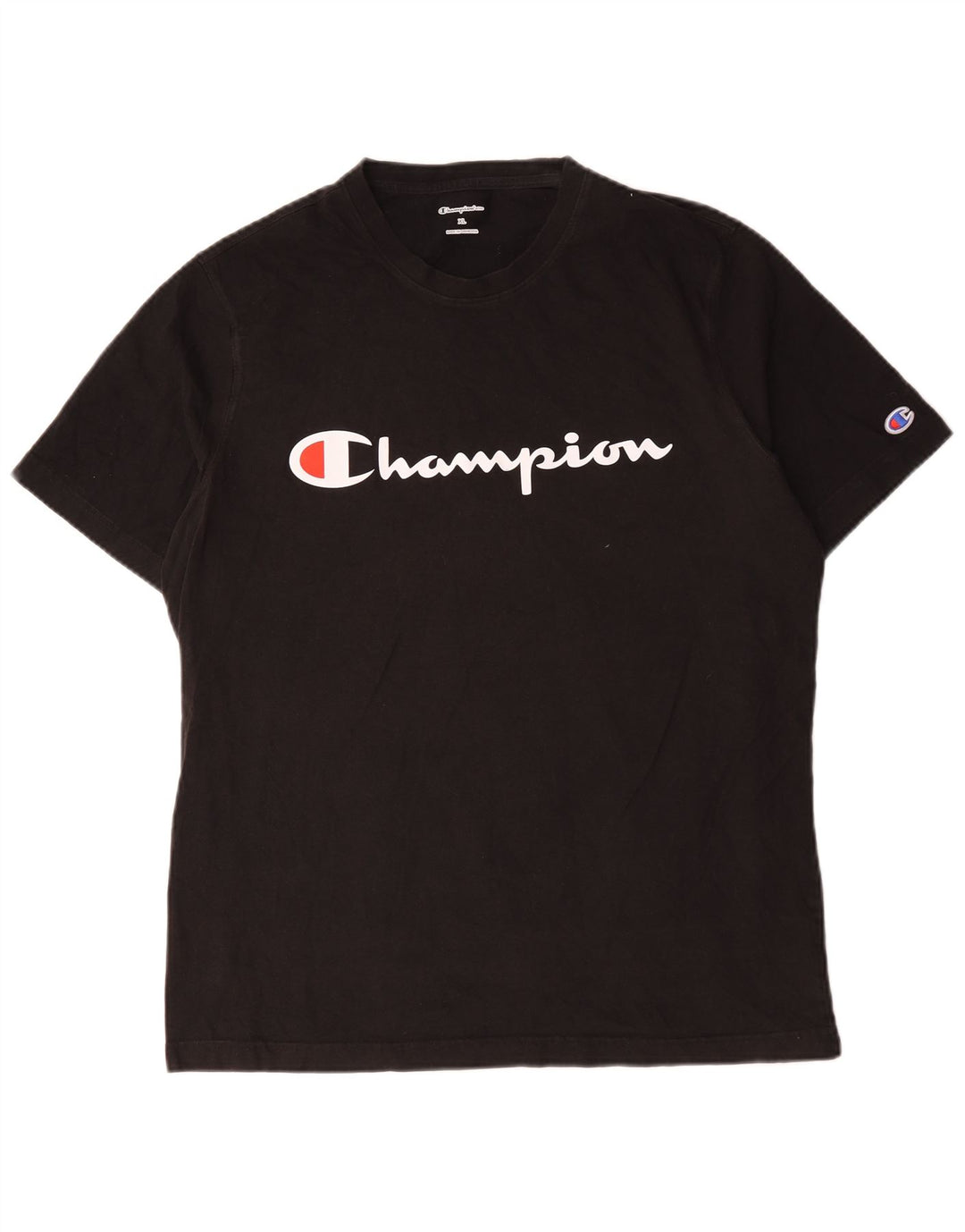 Champion Mens Graphic T-Shirt Top XL Black Cotton