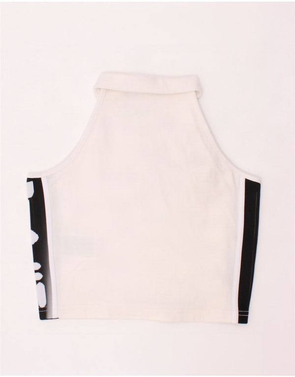 Fila Womens Crop Graphic Vest Top UK 4 XS White Colourblock Cotton