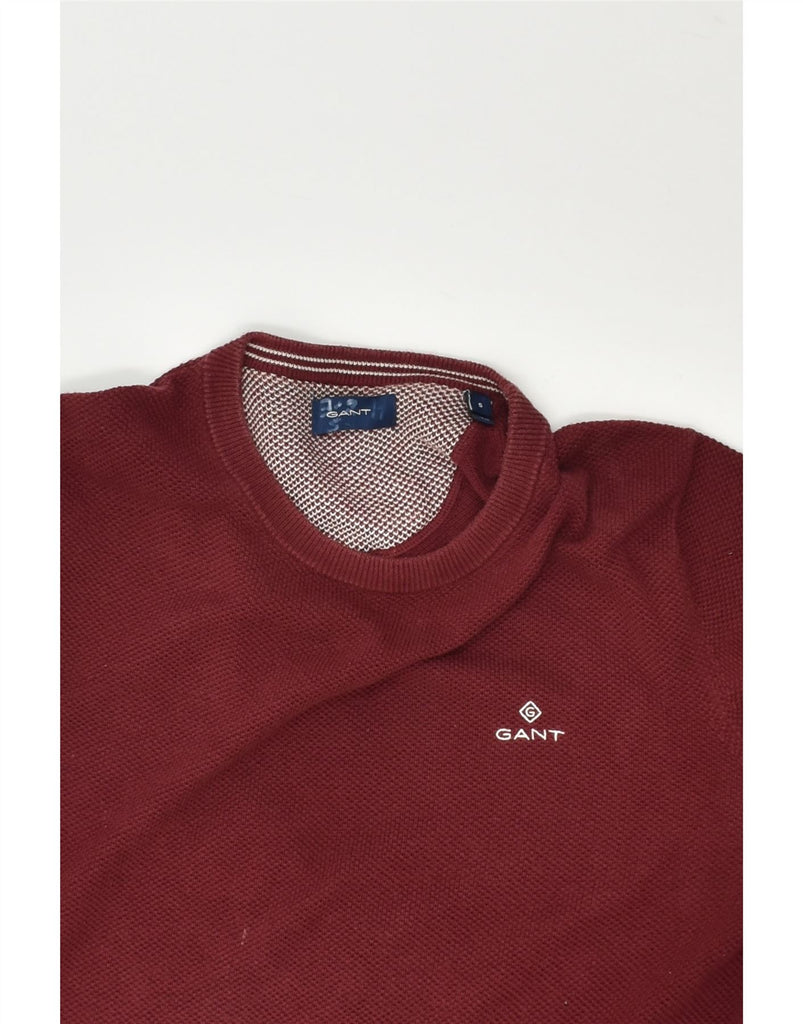 GANT Mens Crew Neck Jumper Sweater Small Burgundy Cotton | Vintage Gant | Thrift | Second-Hand Gant | Used Clothing | Messina Hembry 