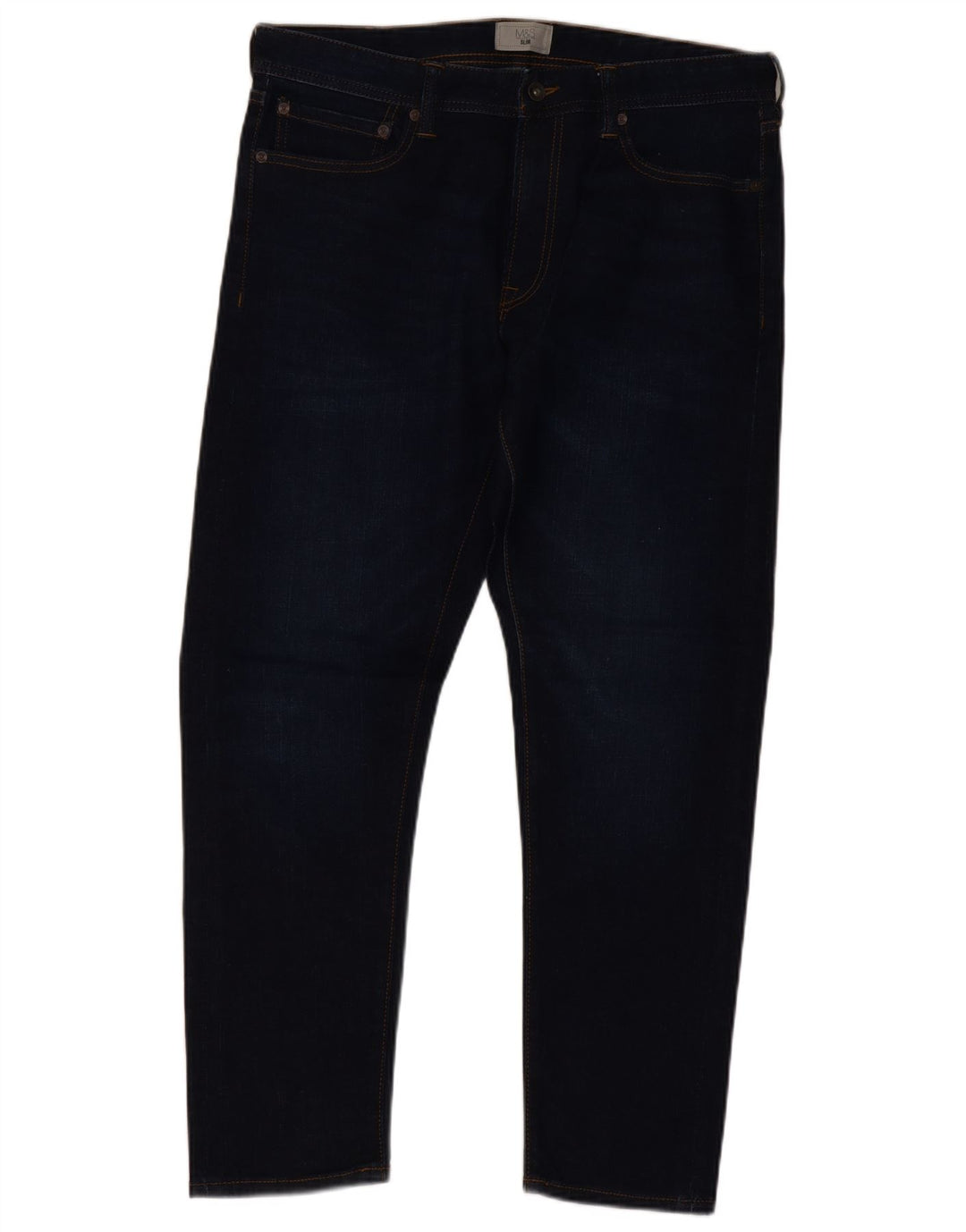 Marks & Spencer Mens Slim Jeans W34 L29 Navy Blue Cotton
