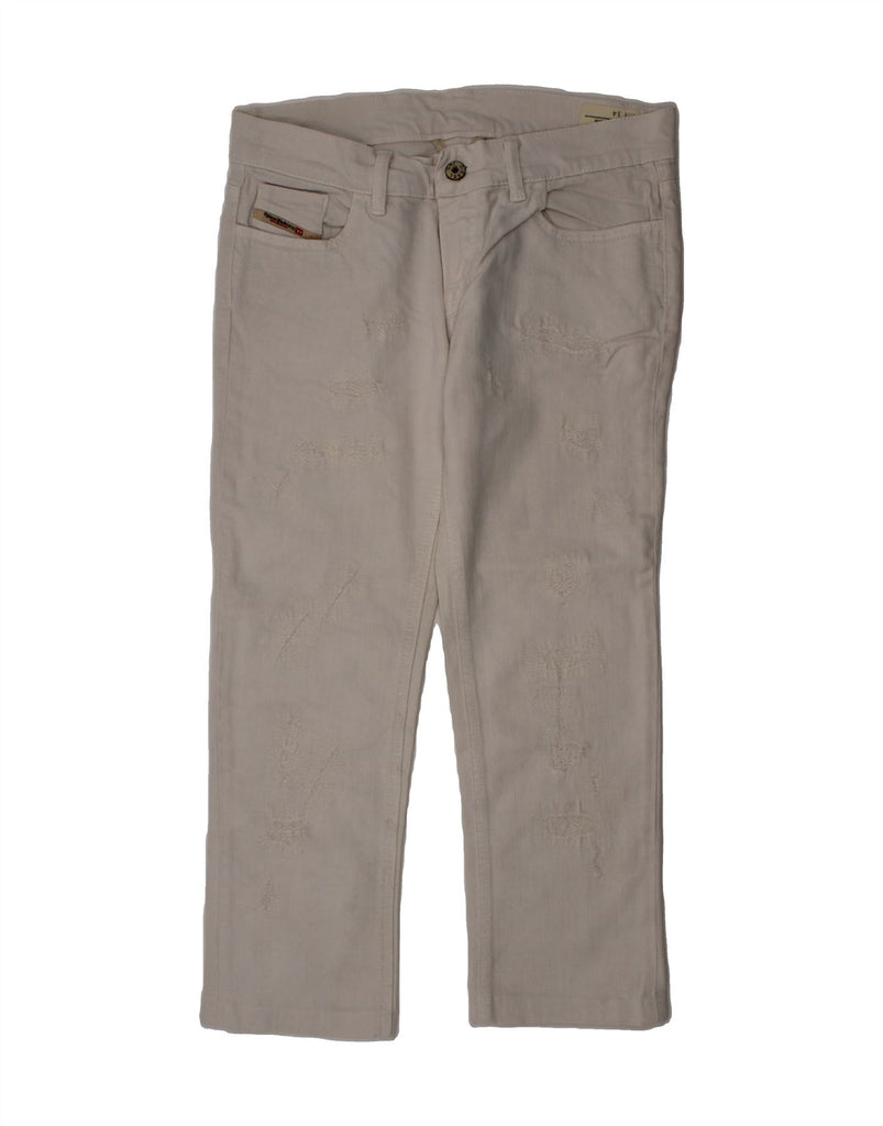 DIESEL Girls Liv Distressed Straight Jeans 13-14 Years W28 L21 White Vintage Diesel and Second-Hand Diesel from Messina Hembry 