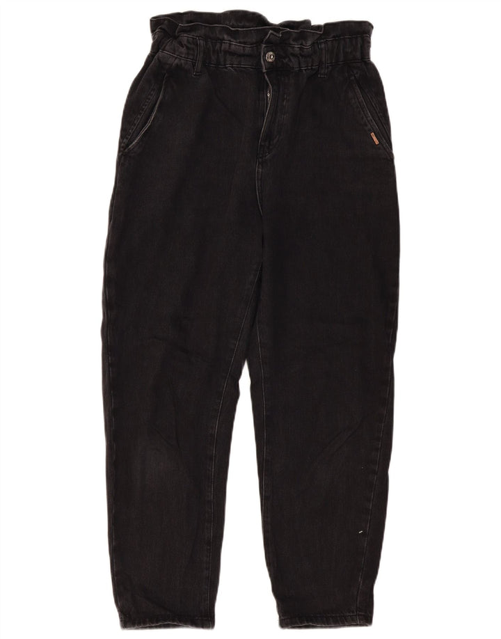 ZARA Womens High Waist Tapered Jeans EU 36 XS W26 L24 Black Cotton