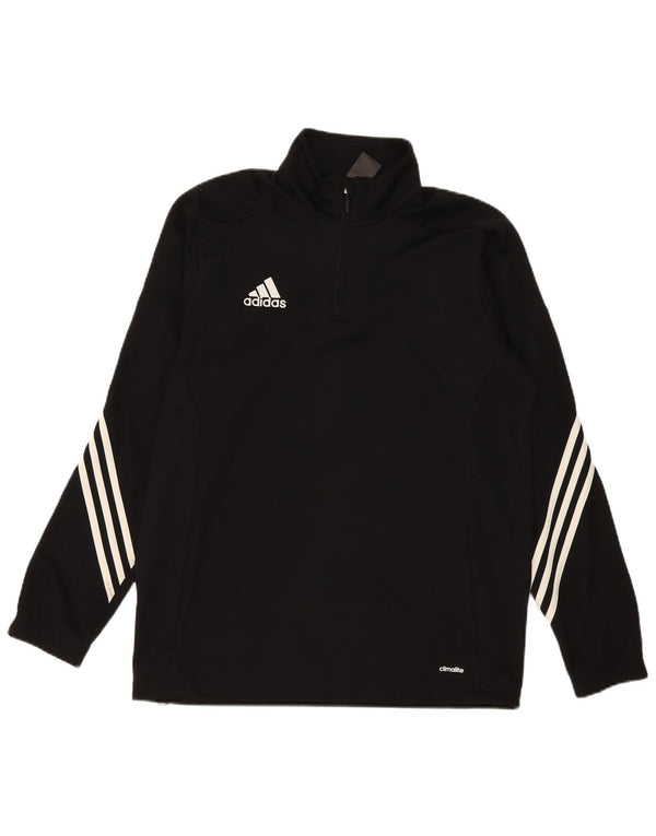 Adidas Mens Climalite Zip Neck Pullover Tracksuit Top Large Black Polyester