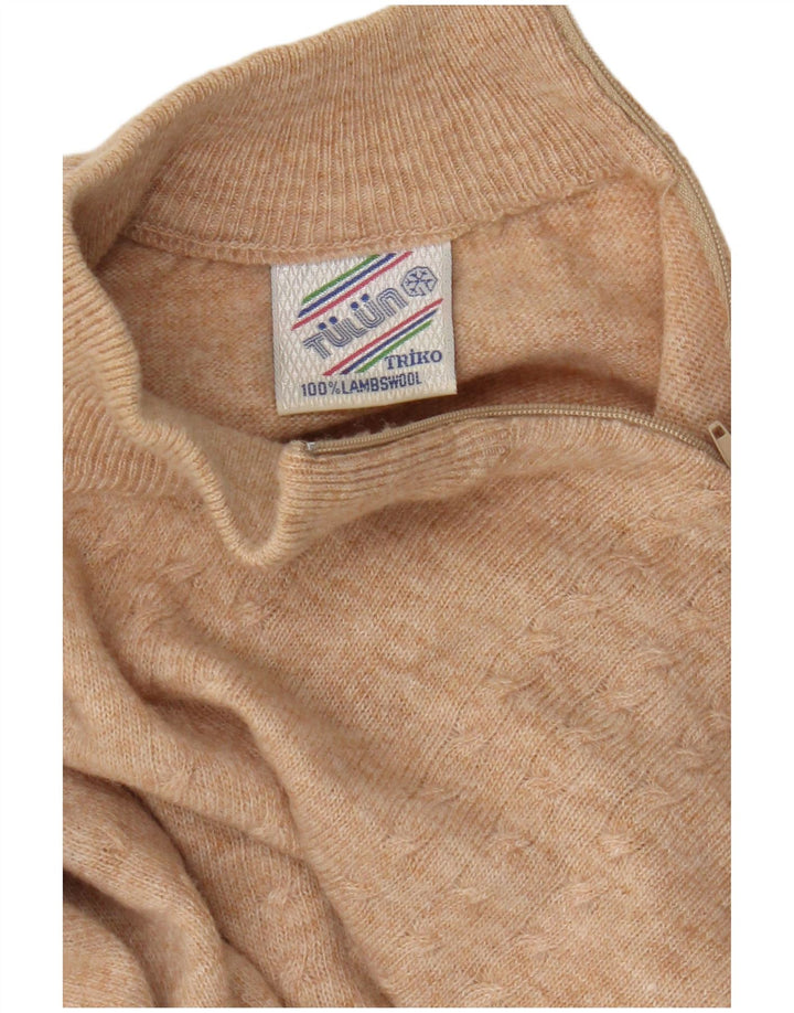 Vintage Womens Turtle Neck Jumper Sweater UK 16 Large Brown Lambswool