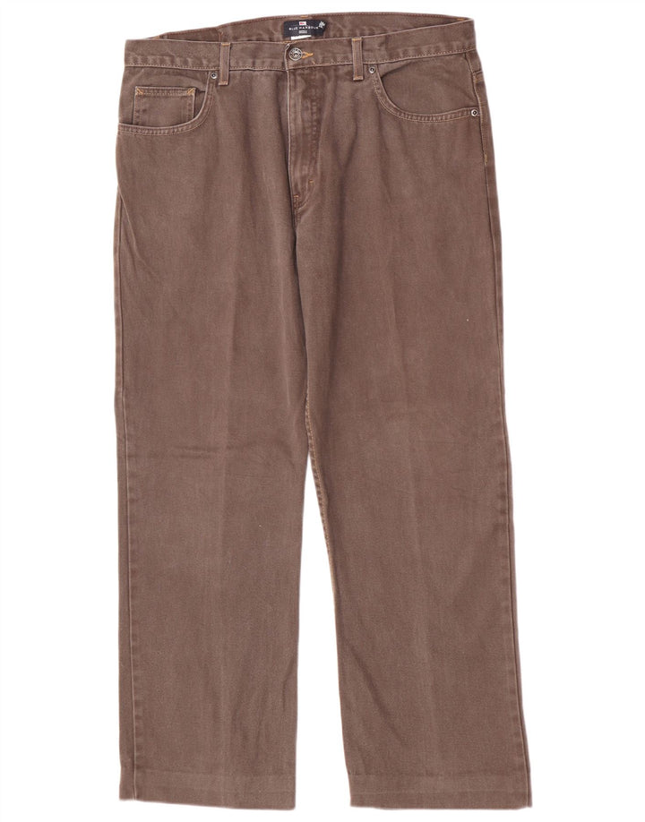 Marks & Spencer Mens Blue Harbour Straight Jeans W36 L28 Brown Cotton
