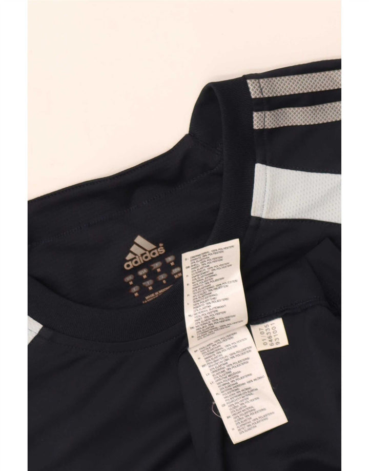 Adidas Mens T-Shirt Top Medium Navy Blue Colourblock Polyester