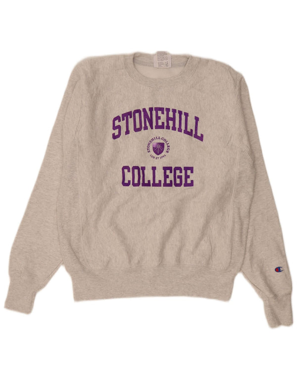 Champion Mens Graphic Sweatshirt Jumper Small Grey Cotton