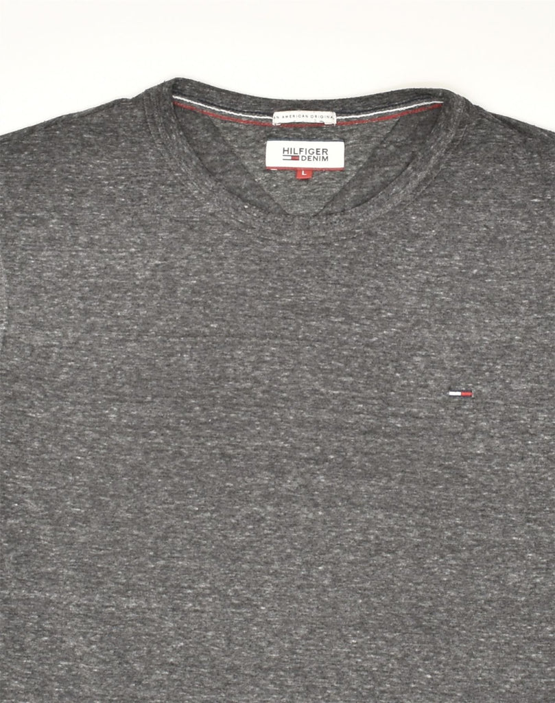 TOMMY HILFIGER Mens T-Shirt Top Large Grey Cotton | Vintage Tommy Hilfiger | Thrift | Second-Hand Tommy Hilfiger | Used Clothing | Messina Hembry 