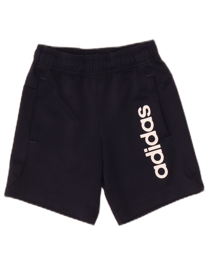 ADIDAS Boys Graphic Sport Shorts 7-8 Years Navy Blue