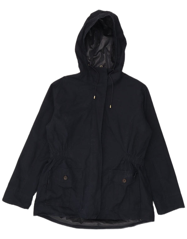 Schoffel Womens Hooded Rain Jacket UK 16 Large Navy Blue Cotton