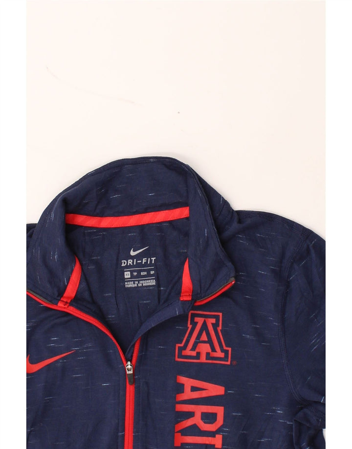 NIKE Womens Arizona Short Sleeve Pullover Tracksuit Top UK 6 XS Navy Blue Vintage Nike and Second-Hand Nike from Messina Hembry 