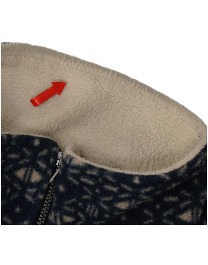 Aesse Mens Zip Neck Fleece Jumper Medium White Fair Isle