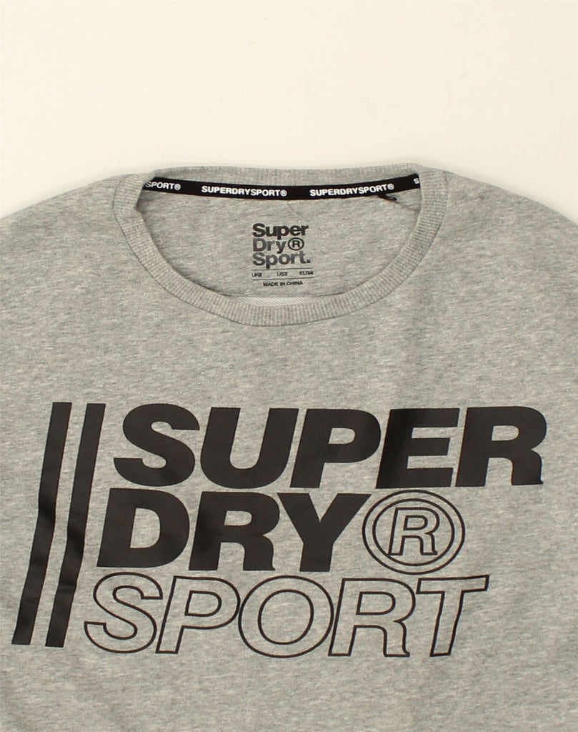 SUPERDRY Womens Graphic Sweatshirt Jumper UK 6 XS Grey Cotton | Vintage Superdry | Thrift | Second-Hand Superdry | Used Clothing | Messina Hembry 