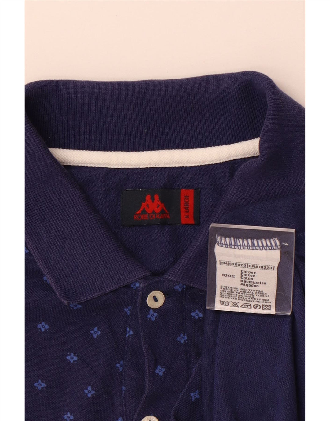 KAPPA Mens Polo Shirt XL Navy Blue Spotted Cotton