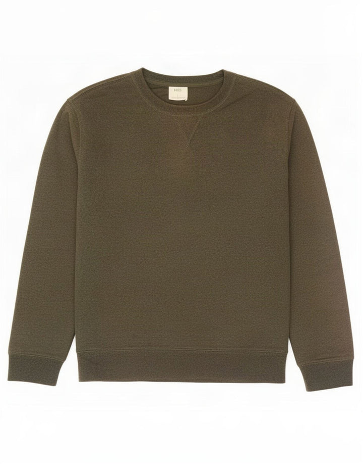 Marks & Spencer Mens Sweatshirt Jumper Large Khaki Cotton