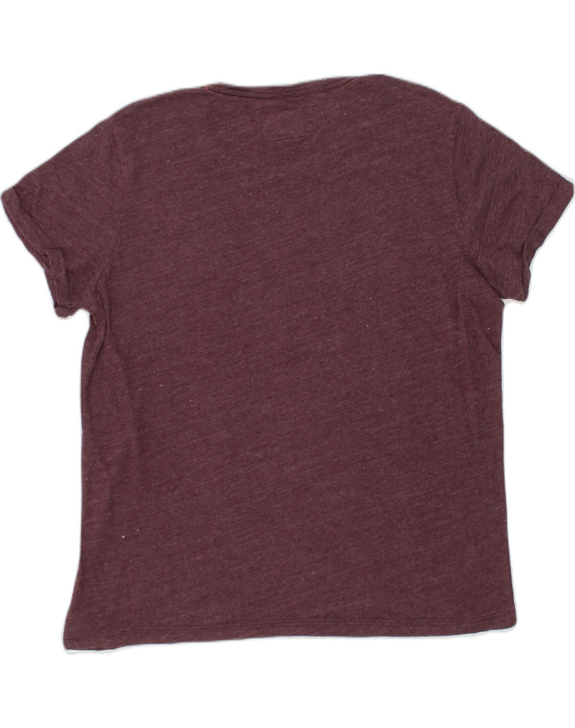 SUPERDRY Womens Graphic T-Shirt Top UK 16 Large Maroon Cotton | Vintage Superdry | Thrift | Second-Hand Superdry | Used Clothing | Messina Hembry 