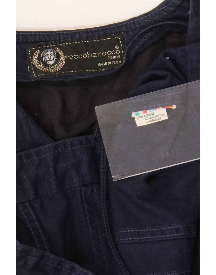 Roccobarocco Womens Crop Short Sleeve Bolero Jacket UK 14 Medium Navy Blue