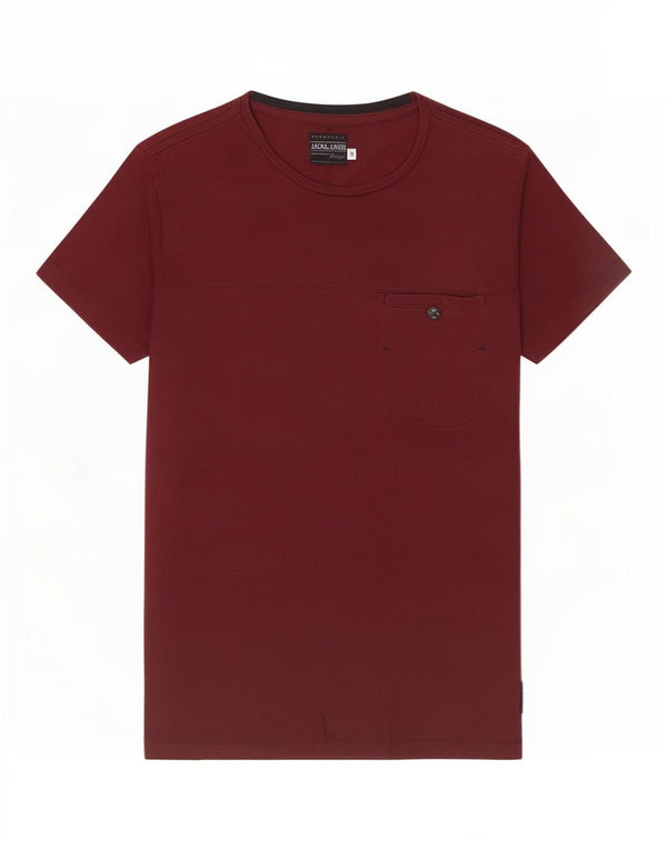 Jack & Jones Mens T-Shirt Top Small Burgundy Cotton