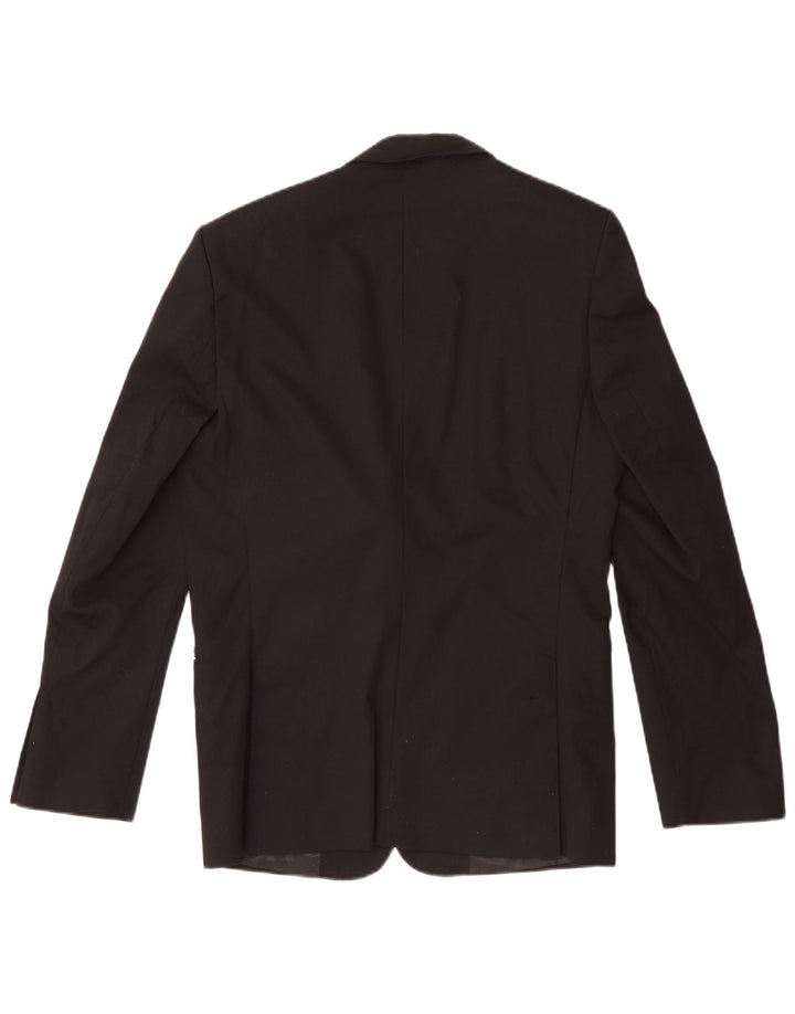 Zara Mens 2 Button Blazer Jacket EU 48 Medium Black Cotton