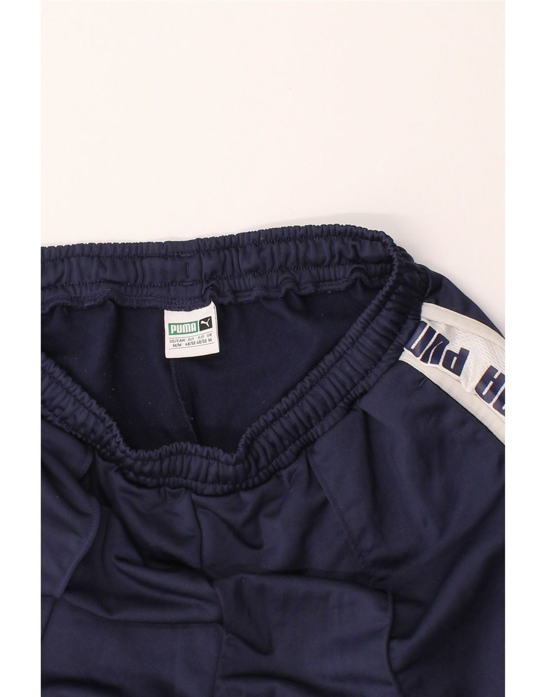 PUMA Mens Graphic Sport Shorts Medium Navy Blue Colourblock Polyester Vintage Puma and Second-Hand Puma from Messina Hembry 