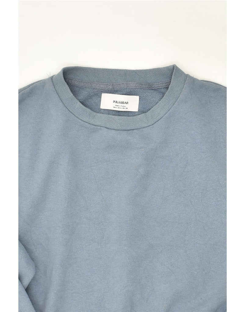 PULL & BEAR Womens Crop Sweatshirt Jumper UK 16 Large Blue Cotton | Vintage Pull & Bear | Thrift | Second-Hand Pull & Bear | Used Clothing | Messina Hembry 