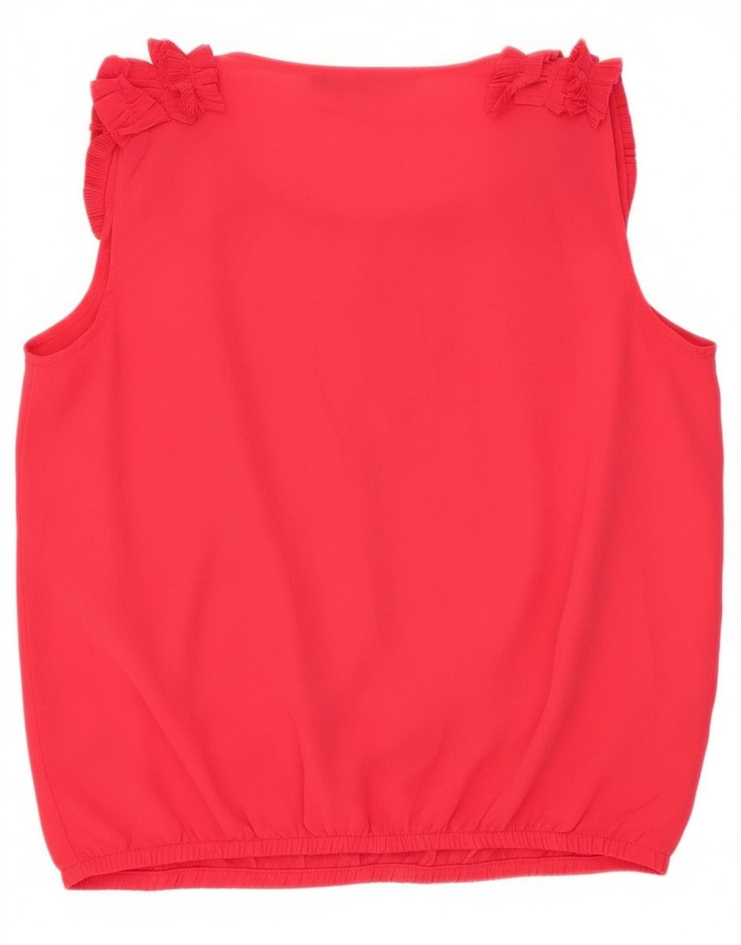 Zara Womens Ruffle Front Sleeveless Blouse Top UK 14 Medium Red