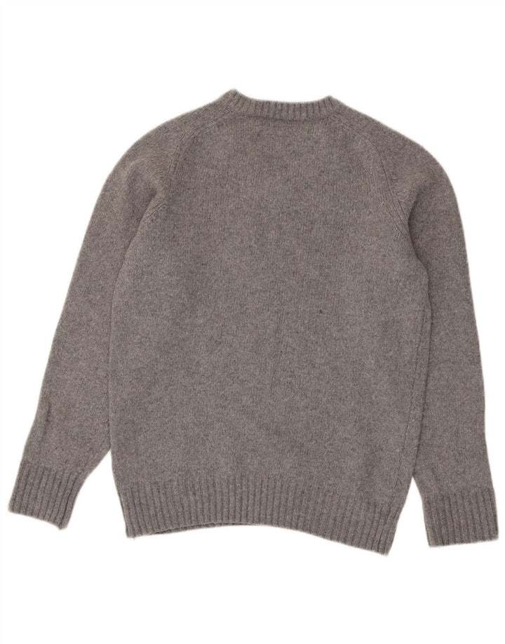 Zara Mens V-Neck Jumper Sweater Medium Grey Wool