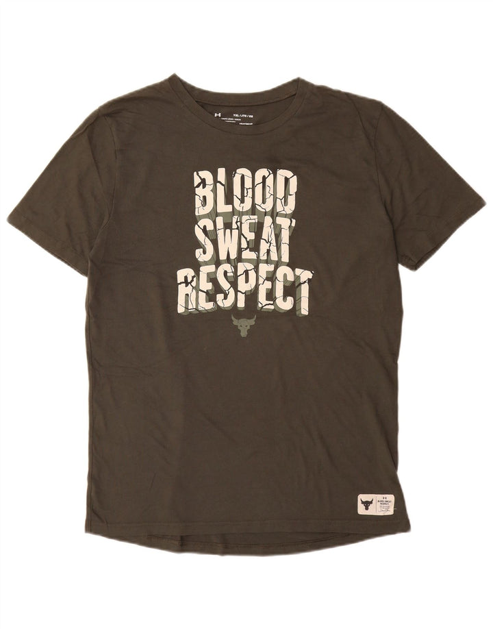 UNDER ARMOUR Girls Heat Gear Graphic T-Shirt Top 13-14 Years XL  Khaki