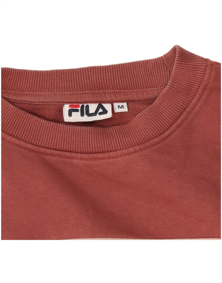 FILA Womens Graphic Sweatshirt Jumper UK 14 Medium Black Colourblock