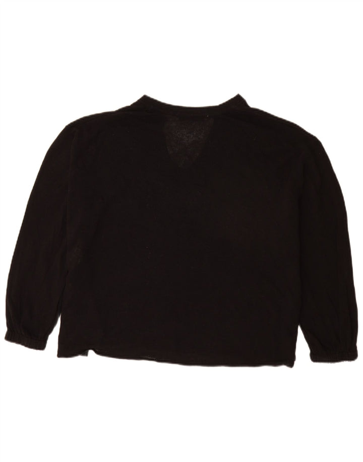 Zara Womens Oversized 3/4 Sleeve V-Neck Jumper Sweater UK 14 Medium Black