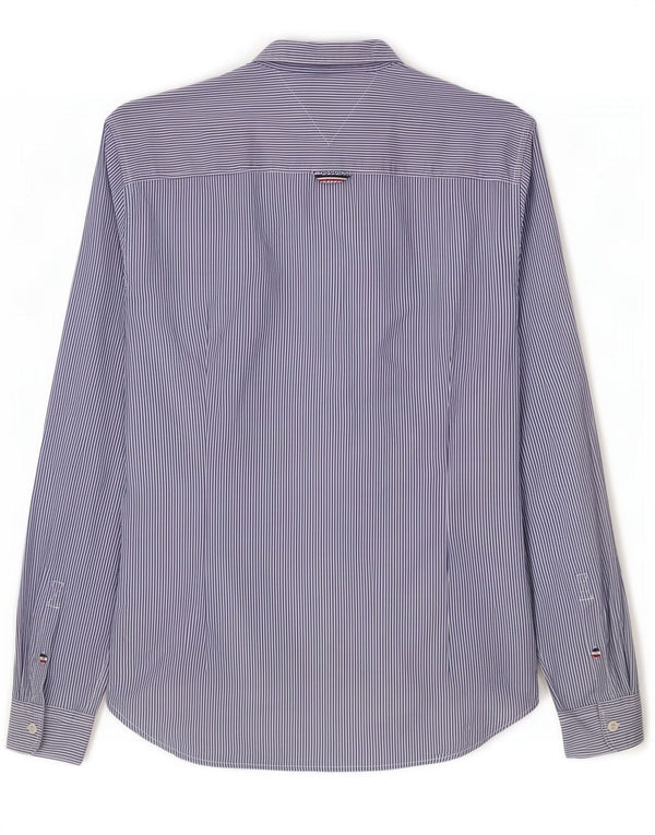 Tommy Hilfiger Mens Slim Fit Shirt Medium Blue Pinstripe Cotton