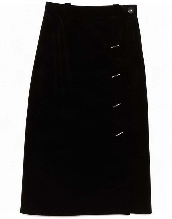Vintage Womens Velvet Maxi Skirt Small W26 Black Cotton