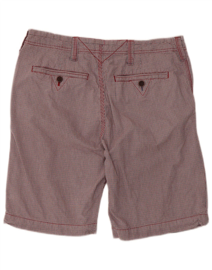 WHITE STUFF Mens Chino Shorts W34 Large Red Gingham Cotton