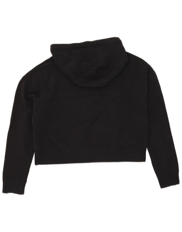 Nike Womens Oversized Crop Graphic Hoodie Jumper UK 10 Small Black Cotton