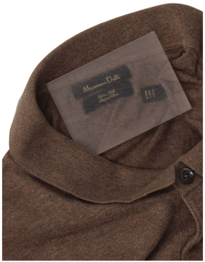 Massimo Dutti Mens Polo Neck Jumper Sweater Large Brown