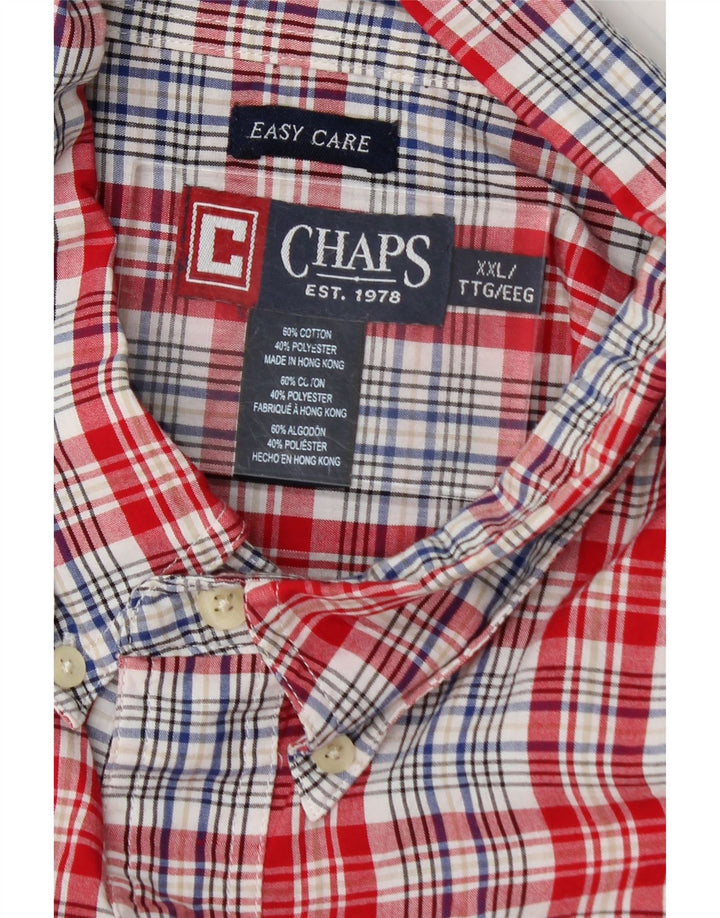 CHAPS Mens Big & Tall Short Sleeve Shirt 2XL Red Check Cotton Vintage Chaps and Second-Hand Chaps from Messina Hembry 