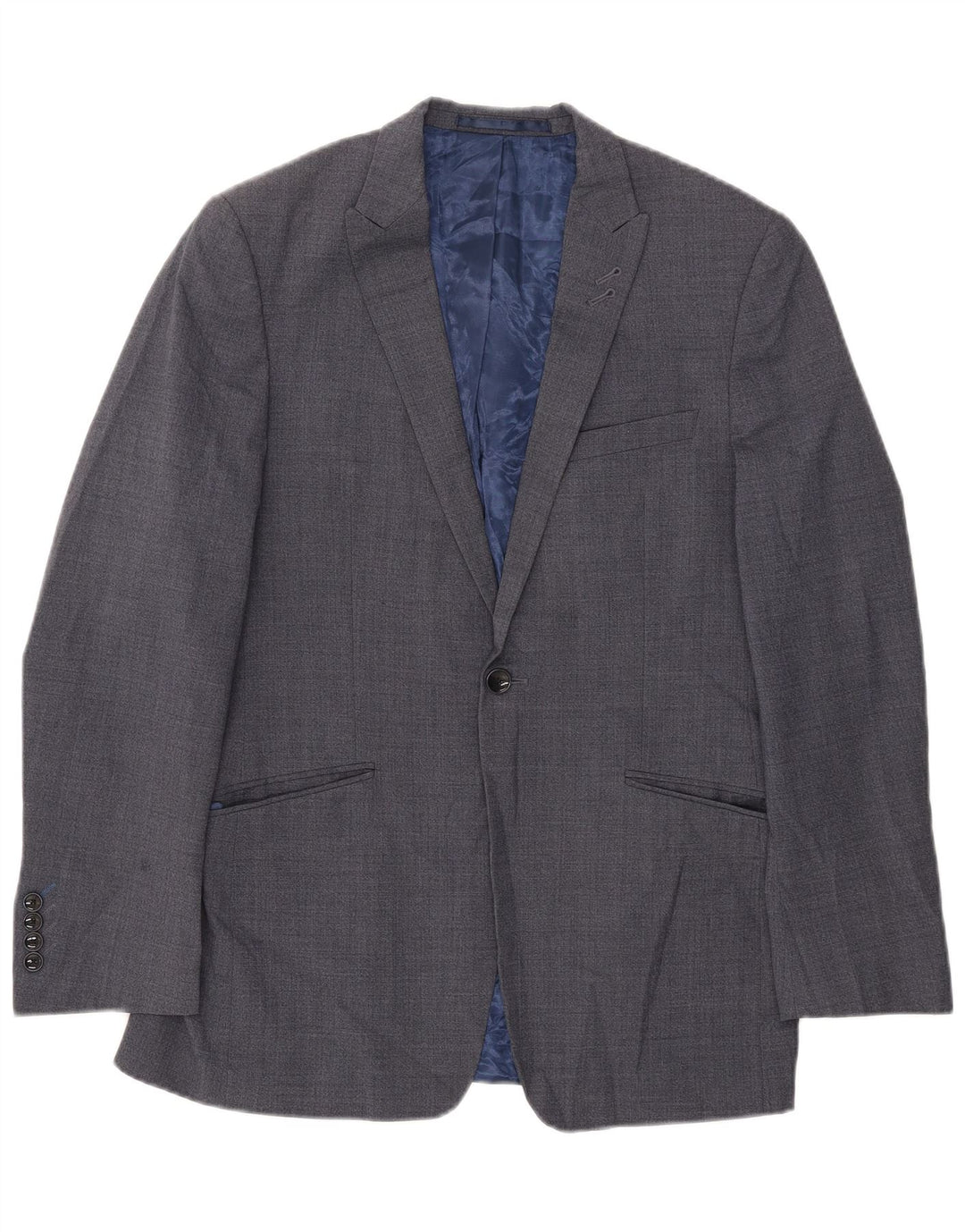 Marks & Spencer Mens 1 Button Blazer Jacket UK 38 Medium Blue Wool