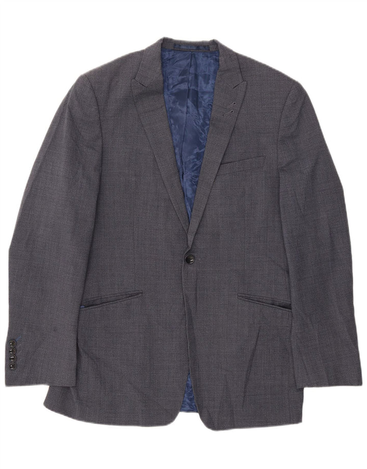 Marks & Spencer Mens 1 Button Blazer Jacket UK 38 Medium Blue Wool