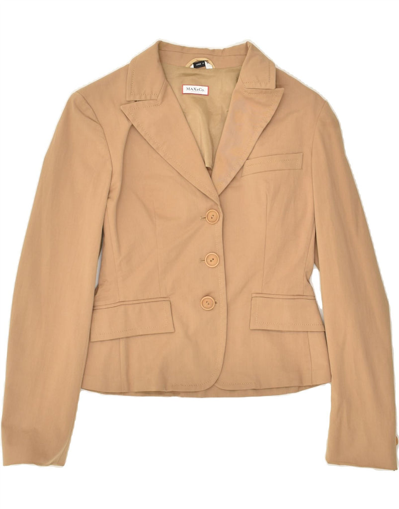 MAX & CO. Womens 3 Button Blazer Jacket UK 6 XS Beige Cotton | Vintage Max & Co. | Thrift | Second-Hand Max & Co. | Used Clothing | Messina Hembry 