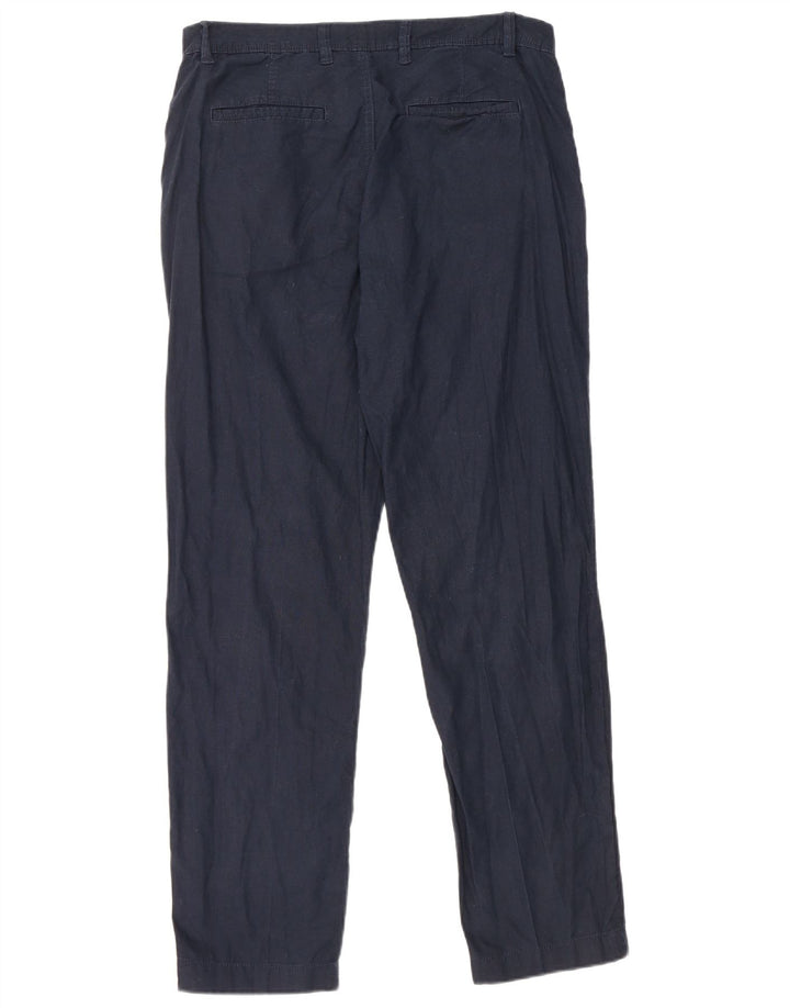 DAKS Mens Slim Chino Trousers Medium W32 L30 Navy Blue Linen
